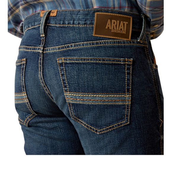 ARIAT MEN'S M7 QUEST TUCKER DARK WASH SLIM STRAIGHT STRETCH DENIM JEANS - Picture 3 of 5